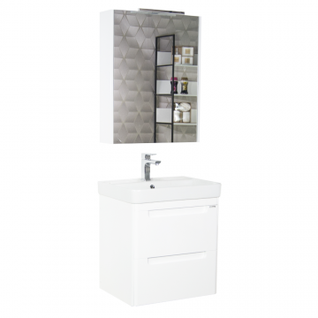 Set Mobilier Seria 502 Badenmob, masca, lavoar, oglinda, alb, 60cm