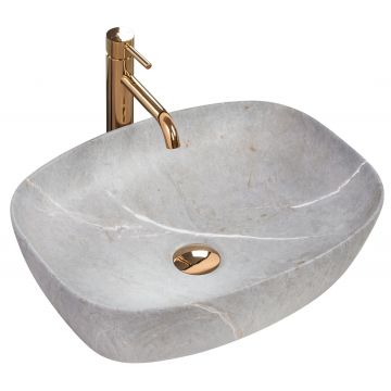 Lavoar pe blat, ceramic, Rea Freja, 50 cm, imitație piatră gri