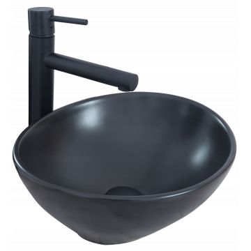 Lavoar pe blat, ceramic, Rea Sofia, 41 cm, negru mat